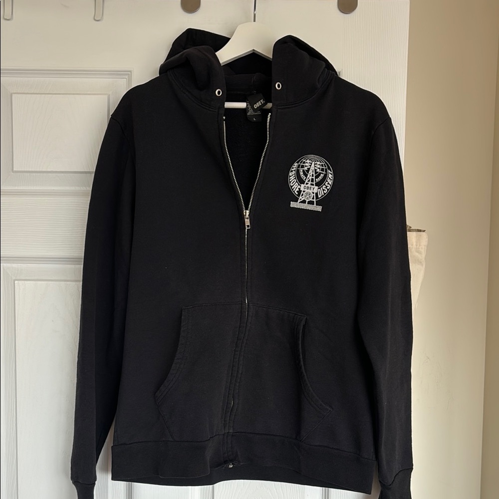 Obey Black Zip-Up Hoodie